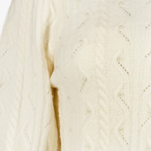 Gebreide dames trui wit met parels