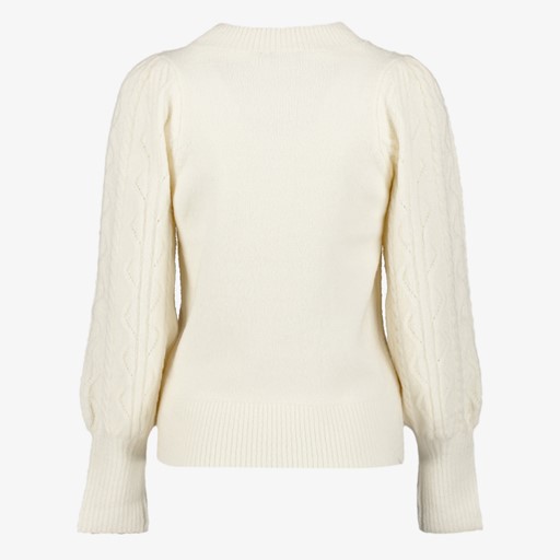 Gebreide dames trui wit met parels