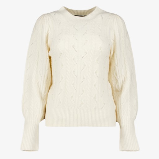 Gebreide dames trui wit met parels