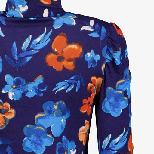 Dames top blauw met bloemenprint