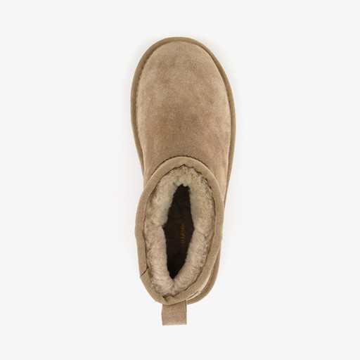 Gevoerde suede laarsjes lichtbruin