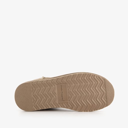 Gevoerde suede enkellaarsjes beige