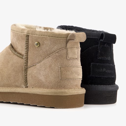 Gevoerde suede laarsjes lichtbruin