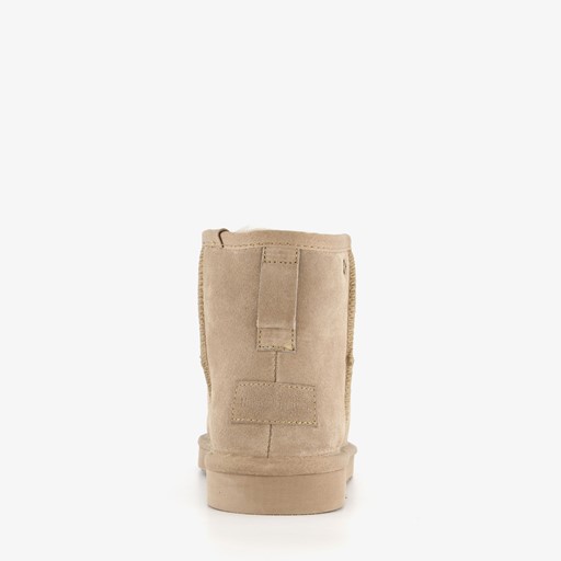 Gevoerde suede enkellaarsjes beige