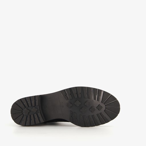 Suede dames enkellaarsjes zwart