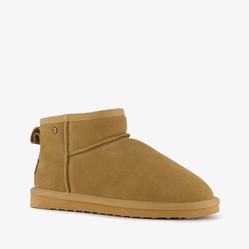 Gevoerde suede laarsjes camel