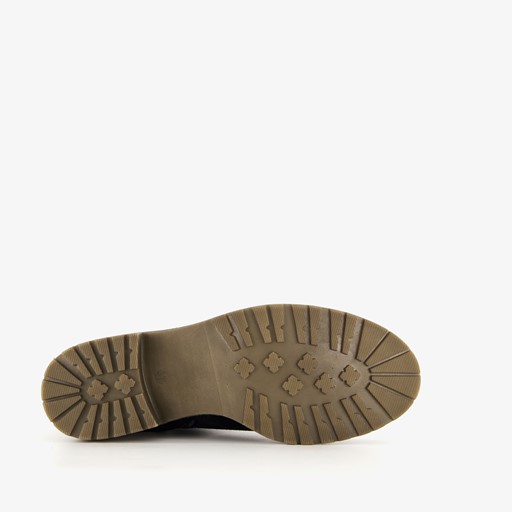 Suede dames enkellaarsjes blauw