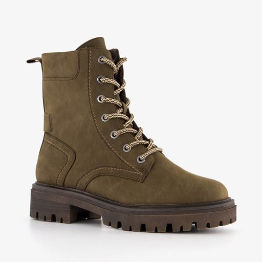 Dames veterboots olijfgroen