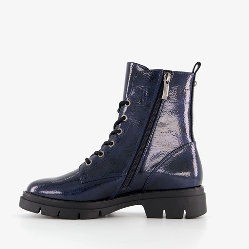 Dames lak veterboots blauw