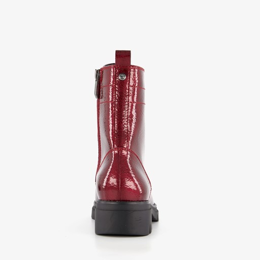Dames lak veterboots bordeauxrood