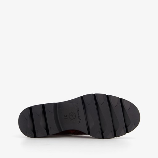 Dames lak veterboots bordeauxrood