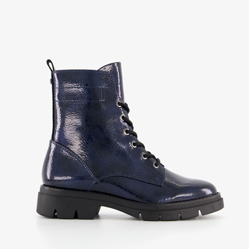 Dames lak veterboots blauw