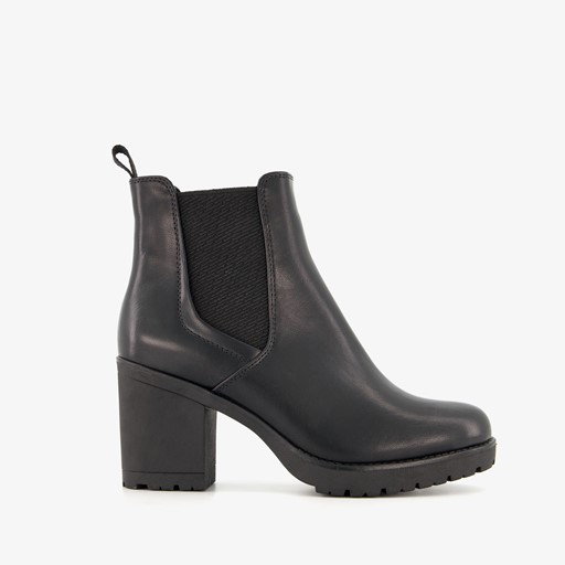 Dames enkellaarsjes met hak zwart