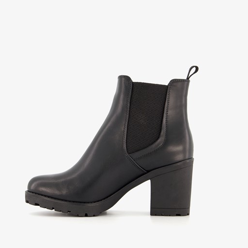 Dames enkellaarsjes met hak zwart