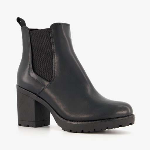 Dames enkellaarsjes met hak zwart