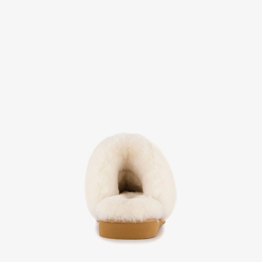 Dames pantoffels met lamsvacht cognac