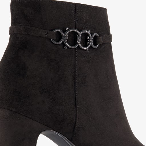 Dames enkellaarsjes met hak zwart