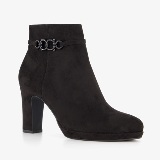 Dames enkellaarsjes met hak zwart