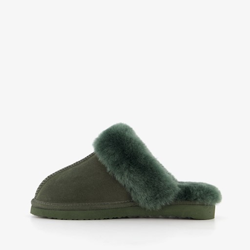Dames pantoffels met lamsvacht groen
