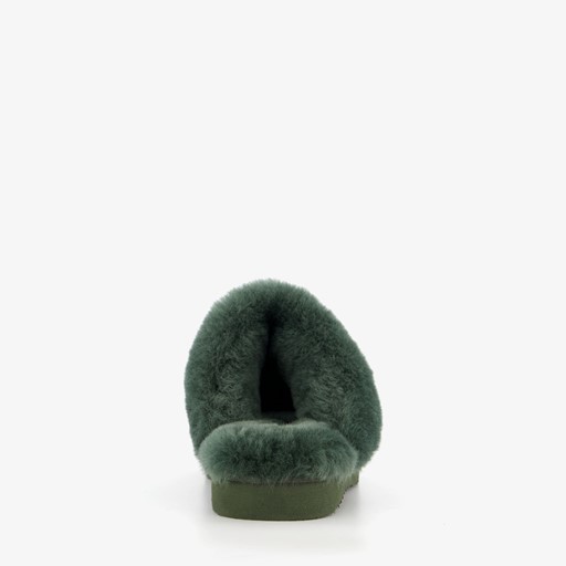 Dames pantoffels met lamsvacht groen