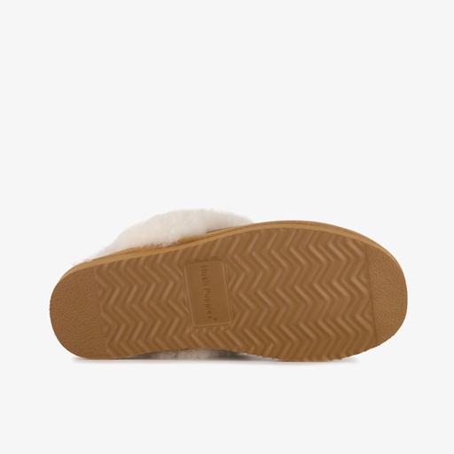 Dames pantoffels met lamsvacht cognac
