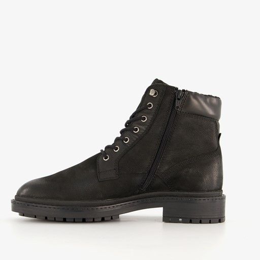 Leren heren veterboots zwart