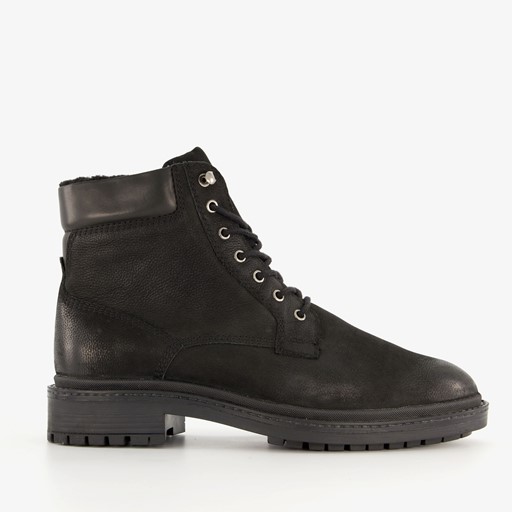 Leren heren veterboots zwart
