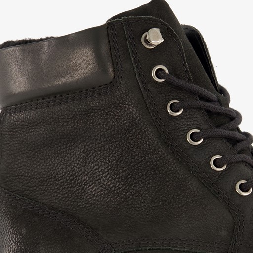 Leren heren veterboots zwart