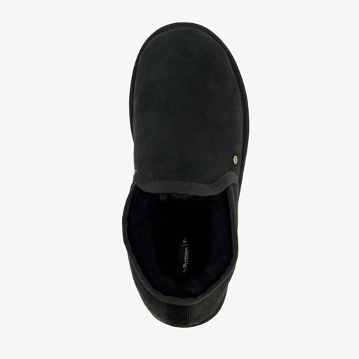 Suede pantoffels met merino wol zwart