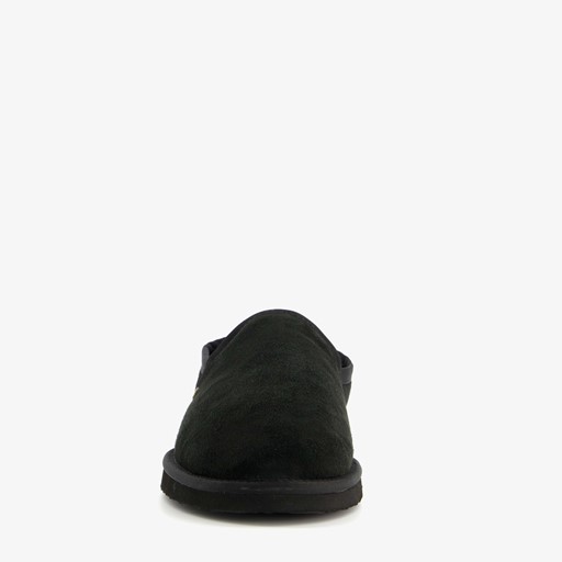 Suede pantoffels met merino wol zwart