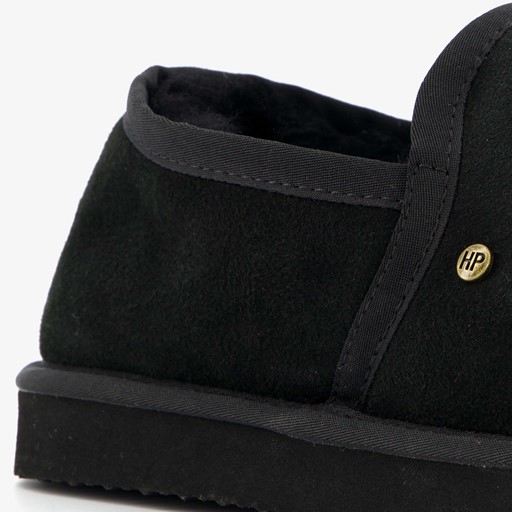 Suede pantoffels met merino wol zwart