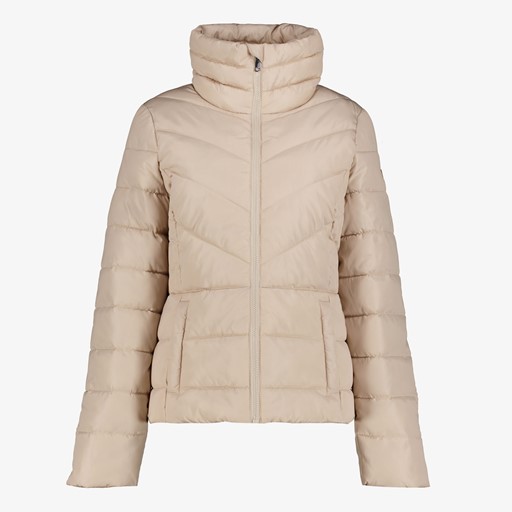 Gewatteerde dames winterjas beige