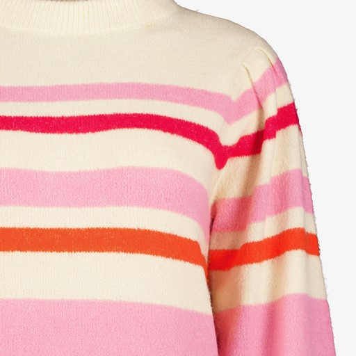 Dames trui gestreept beige roze