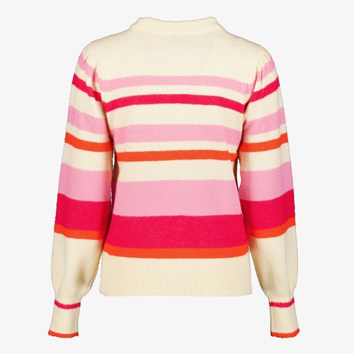 Dames trui gestreept beige roze