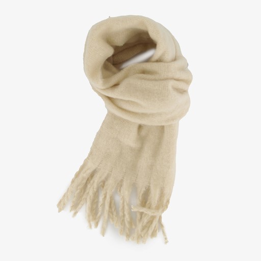 Dames sjaal met franjes beige