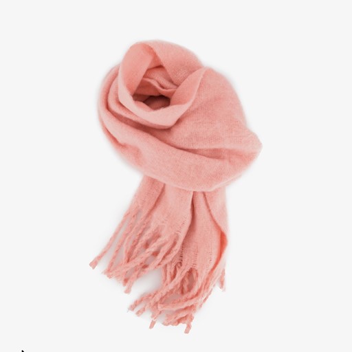 Dames sjaal met franjes roze