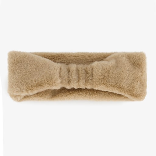 Dames hoofdband van imitatiebont beige
