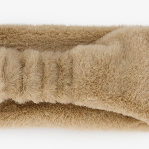Dames hoofdband van imitatiebont beige
