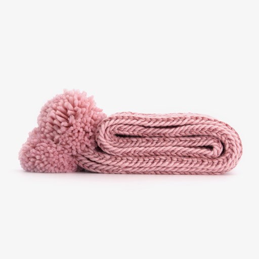 Gebreide meisjes sjaal met pompons roze