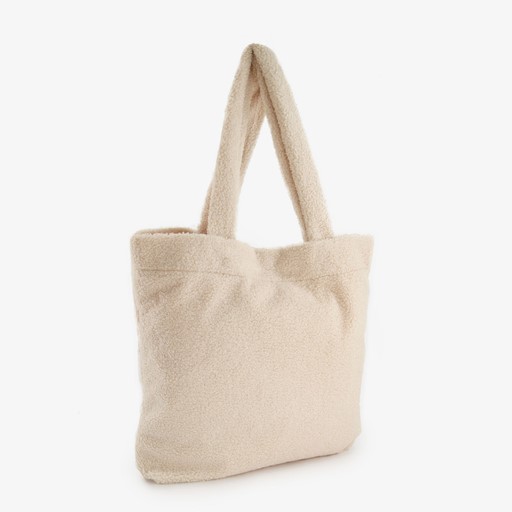 Dames teddy schoudertas beige