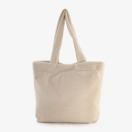 Dames teddy schoudertas beige