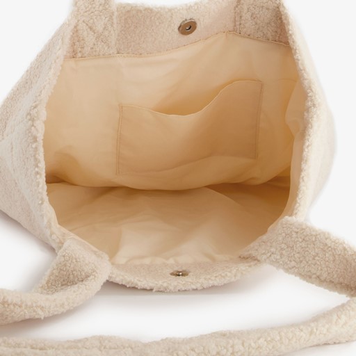 Dames teddy schoudertas beige