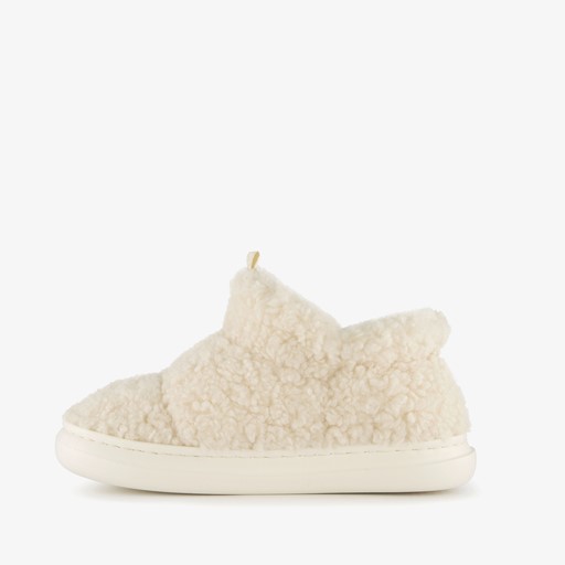 Dames teddy pantoffels beige