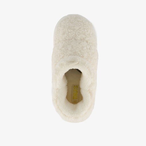 Dames teddy pantoffels beige