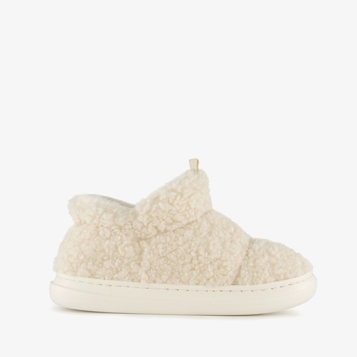 Dames teddy pantoffels beige