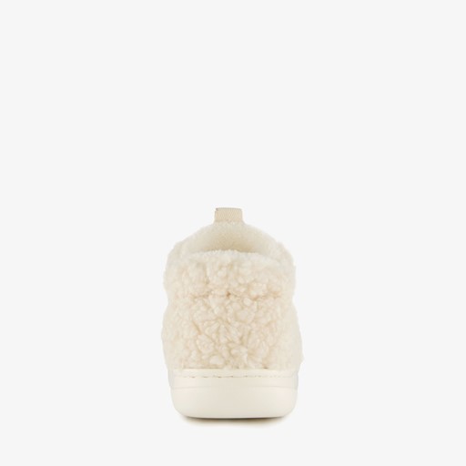 Dames teddy pantoffels beige