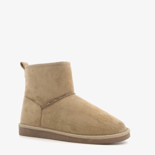 Hoge gevoerde dames pantoffels taupe