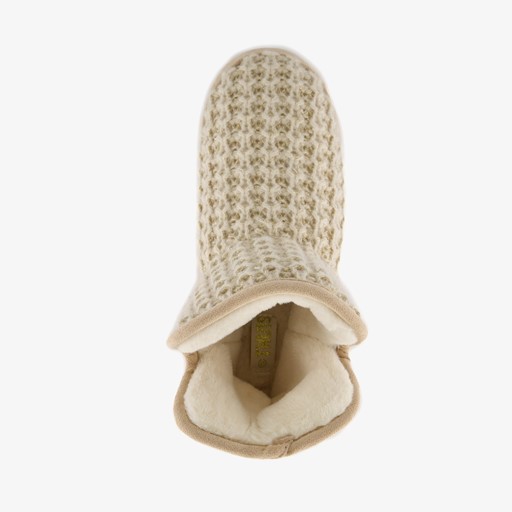 Gebreide pantoffels met voering beige