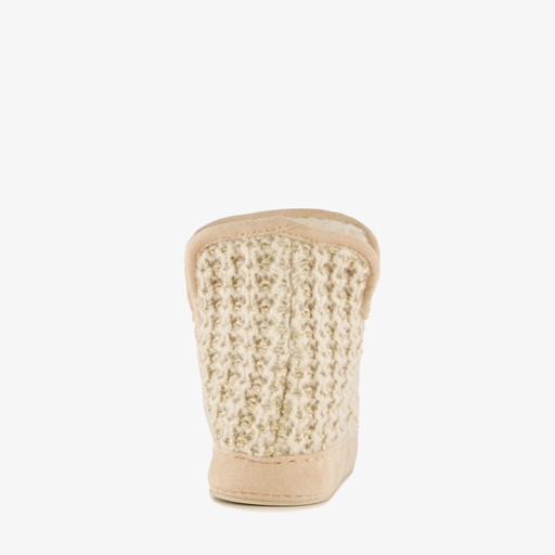 Gebreide pantoffels met voering beige