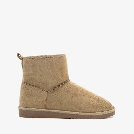 Hoge gevoerde dames pantoffels taupe